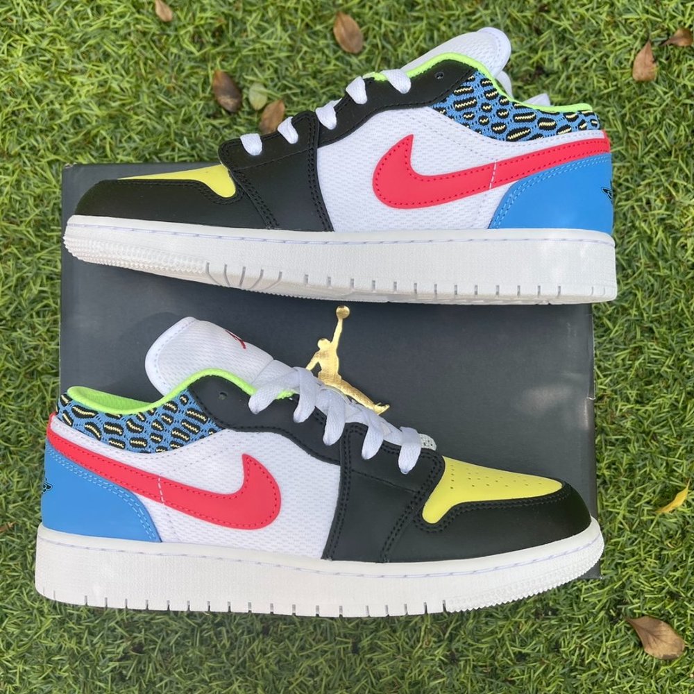 Nike air Jordan 1 low white multicolor shoes - Picture 1 of 4